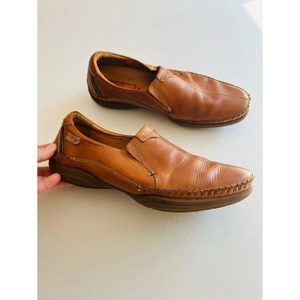 Pikolinos Mens Sz 40 San Telmo Calfskin Leather Loafer Slip On Brandy Shoes